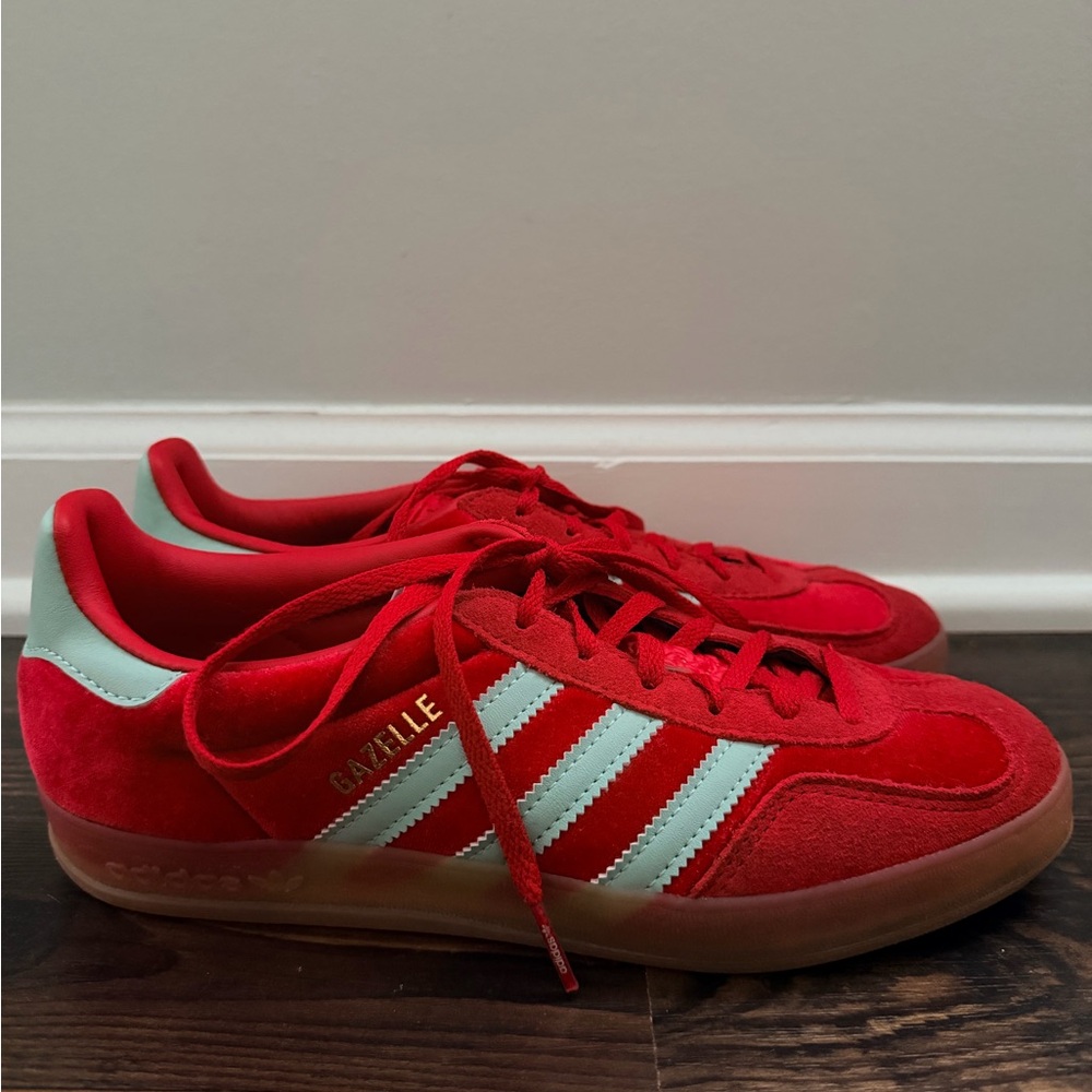 Adidas Gazelle Red Velvet Mint Stripe Women’s US 7.5